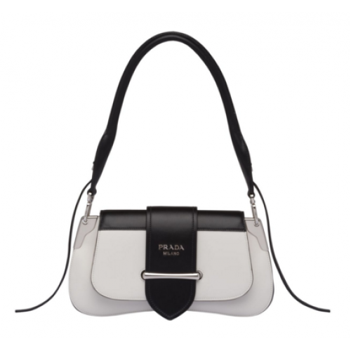 Prada Sidonie leren schoudertas 1BD168 Wit&Zwart