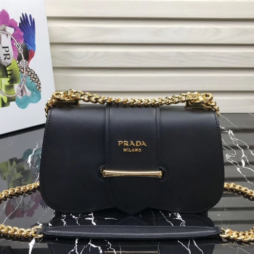 Prada Sidonie leren schoudertas 1BD184 Zwart