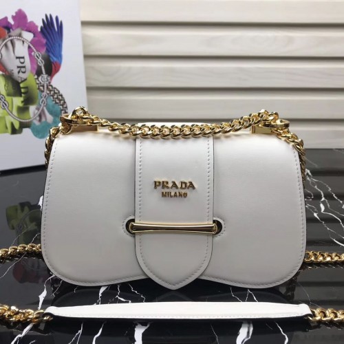 Prada Sidonie leren schoudertas 1BD184 Wit