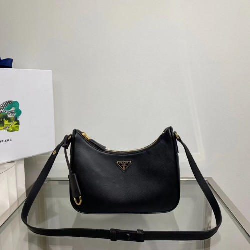 Prada Small Saffiano leren schoudertas 1BD330 zwart