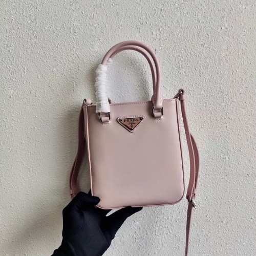 Prada Kleine geborstelde lederen tas 1AD331 roze