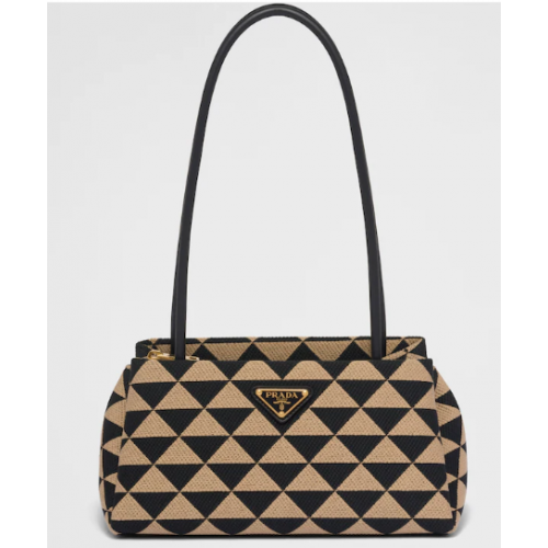 Prada Kleine geborduurde stof Symbole tas 1BA368 Beige