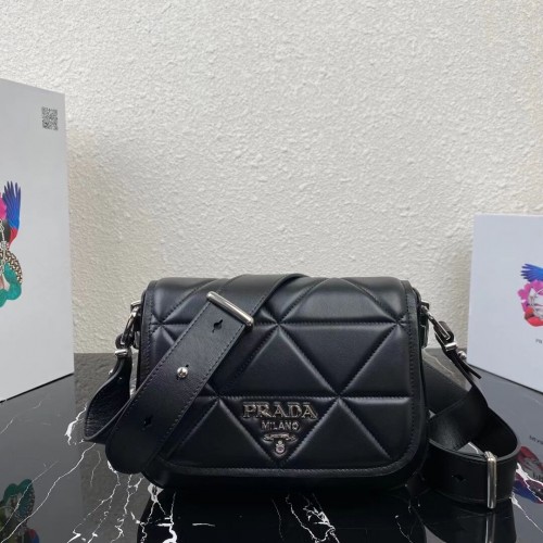 Prada System nappa leren patchwork tas 1BG283 zwart