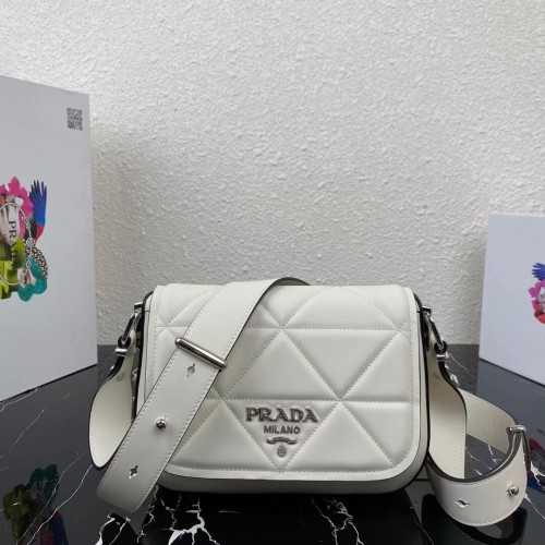 Prada System nappa leren patchwork tas 1BG283 wit