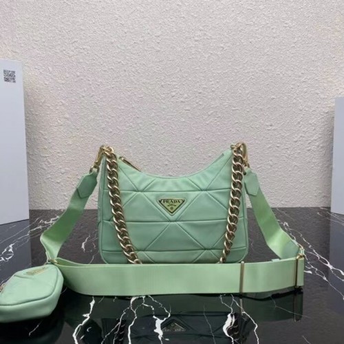 Prada System nappaleren patchwork schoudertas 1AC151 Groen