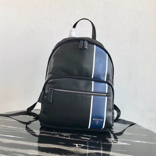 Prada Technische stoffen en leren rugzak 2VZ066 zwart&blauw