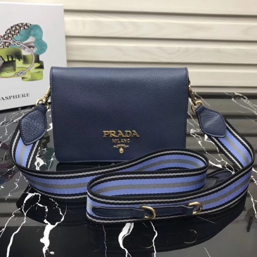 Prada kalfsleren schoudertas 1BD102 donkerblauw