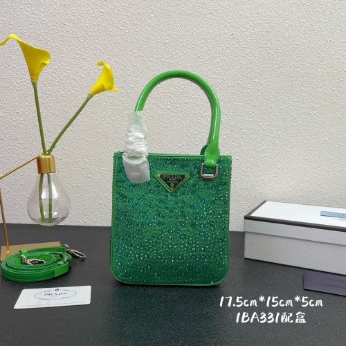 Prada leren kleine tas met kunstkristallen draagtas 1BC331 Groen