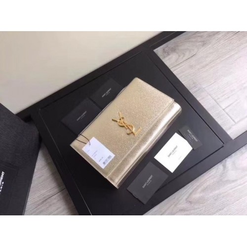 SAINT LAURENT Cassandre lederen clutch 57312 goud