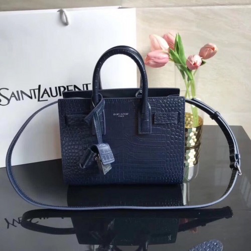 SAINT LAURENT orgeltas met krokodillenreliëf 392035 donkerblauw