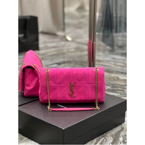 SAINT LAURENT JAMIE MEDIUM KETTINGTAS CARRE RIVE GAUCHE VAN LAMBSLACHT EN SUÈDE 515821 ROSE