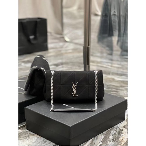 SAINT LAURENT JAMIE MEDIUM KETTINGTAS CARRE RIVE GAUCHE IN LAMBSLACHT EN SUÈDE 515821 zwart