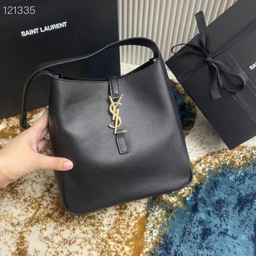 SAINT LAURENT LEREN TAS 713938 ZWART