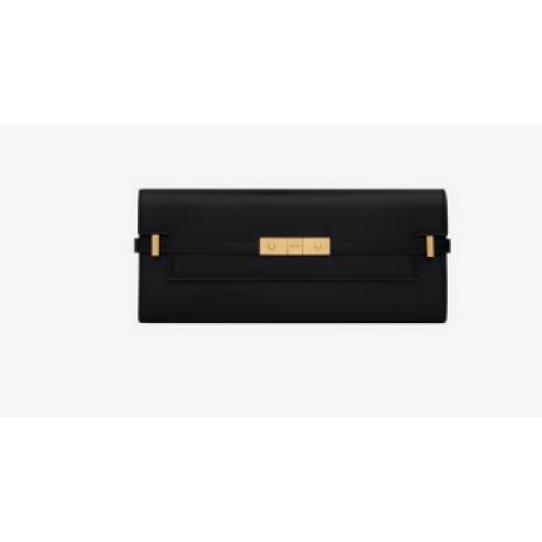 SAINT LAURENT MANHATTAN CLUTCH IN BOX SAINT LAURENT LEER 695949 zwart