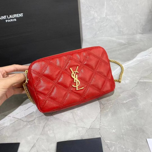 SAINT LAURENT MONOGRAM KETTINGPORTEFEUILLE IN LEER 655941 rood