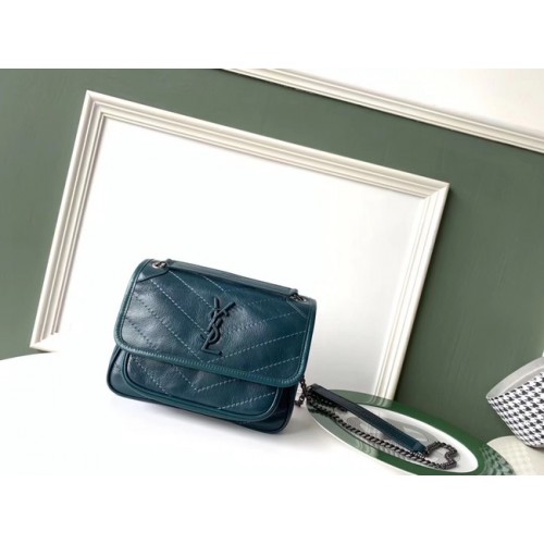 SAINT LAURENT Medium Niki leren schoudertas 61060 hemelsblauw