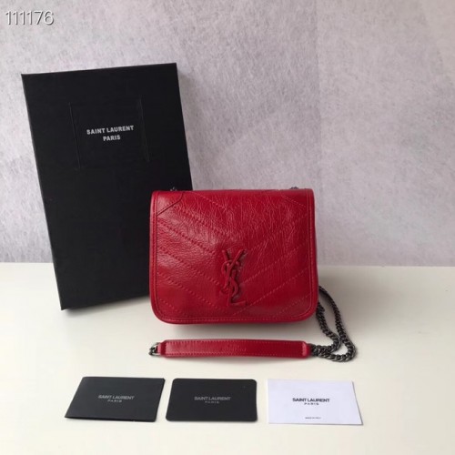 SAINT LAURENT Niki Mini leren schoudertas 03743 rood