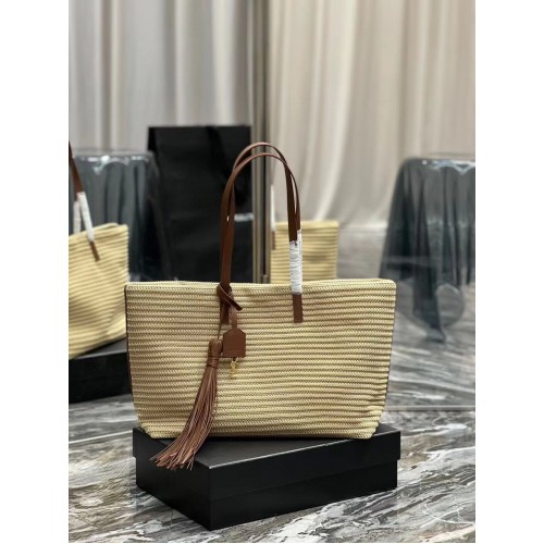 SAINT LAURENT PANIER MEDIUM TAS IN RAFFIA Y811502 TAUPE