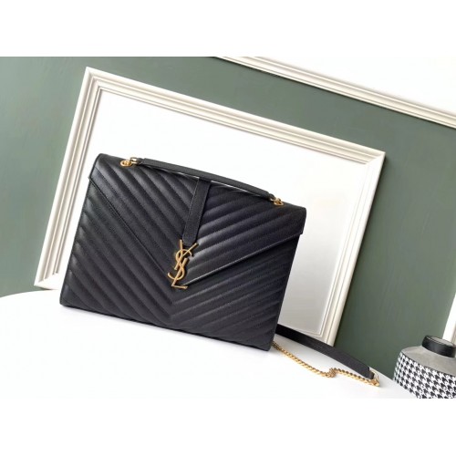 SAINT LAURENT leren schoudertas 392745 zwart-goudkleurige hardware