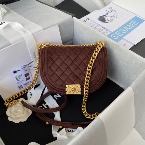 KLEINE JONGEN CHANEL MESSENGER TAS AS3350 Koffie