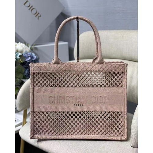 KLEINE DIOR BOOK TOTE Geborduurd zwart gaas M1296Z