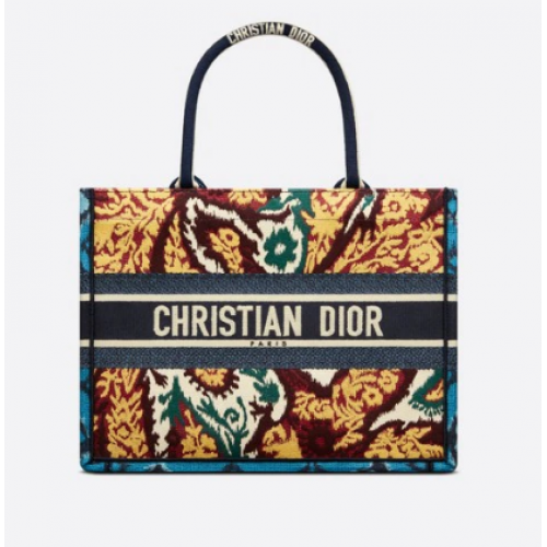 KLEINE DIOR BOOK TOTE Blauw veelkleurig Dior Paisley-borduursel M1296ZJ