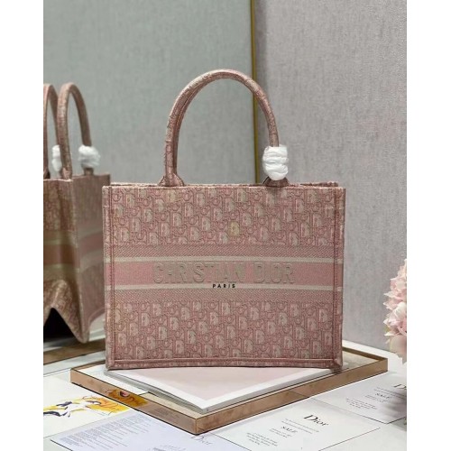 KLEINE DIOR BOOK TOTE Geborduurd C1287-3 roze