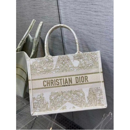 KLEINE DIOR BOOK TOTE Geborduurd C1287-7 creme