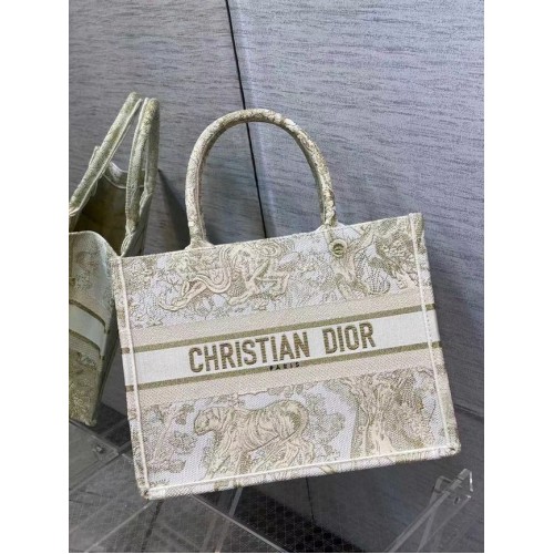 KLEINE DIOR BOOK TOTE Geborduurd C1287-8 creme