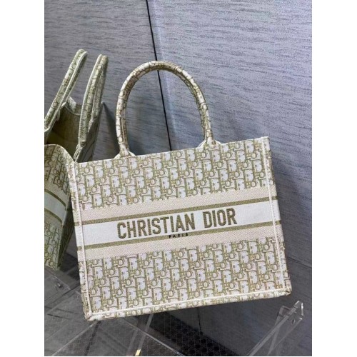KLEINE DIOR BOOK TOTE Geborduurd C1287-9 creme