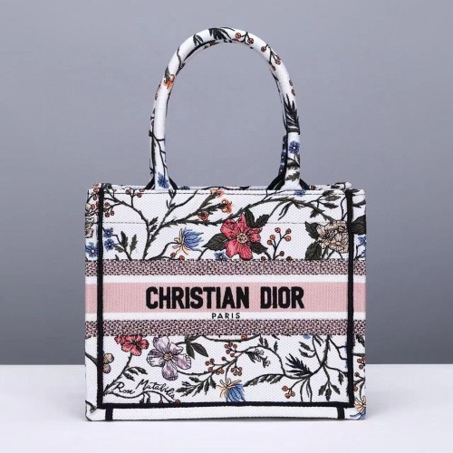 Kleine DIOR BOOK TOTE Veelkleurig Mille Fleurs-borduursel M1297ZW
