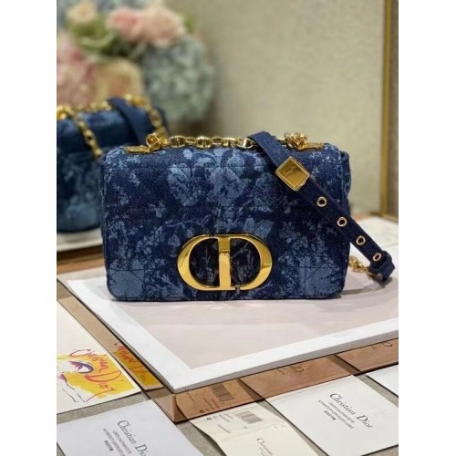 KLEINE DIOR CARO-TAS Blue Dior Flowers Cannage Denim M9243UJ