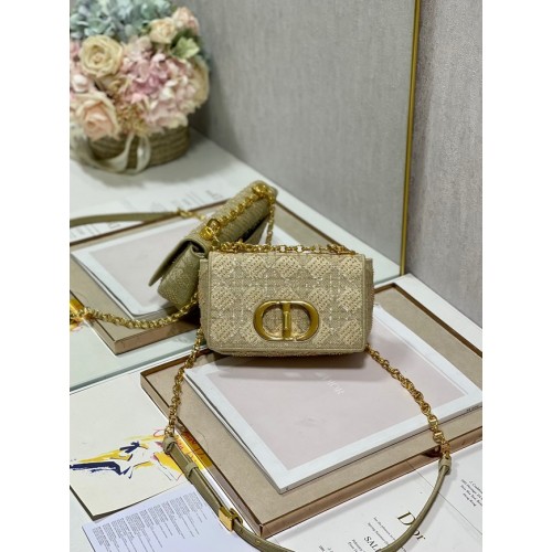 KLEINE DIOR CARO-TAS Bruin Macrocannage Tweed-borduursel M9241