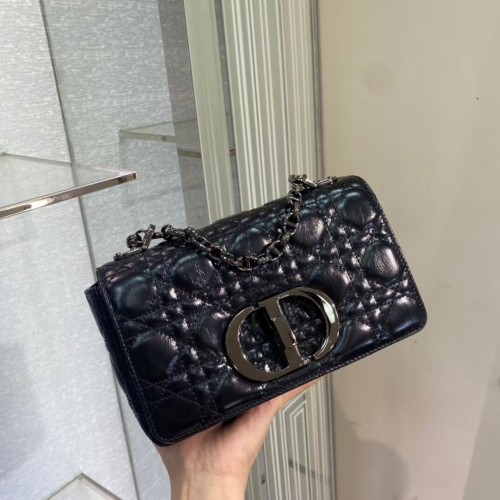 KLEINE DIOR CARO-TAS Gradient Cannage Imported wax skin M9241 zwart