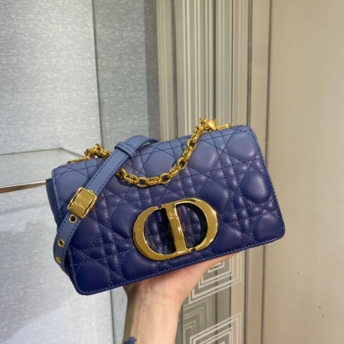 KLEINE DIOR CARO-TAS Indigoblauw gradiënt Cannage-lamsleer M9241