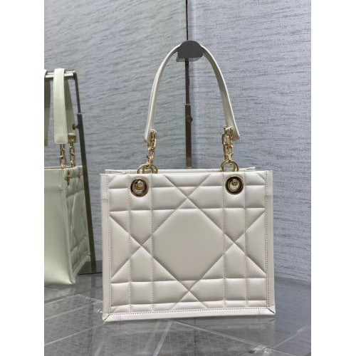 KLEINE DIOR ESSENTIAL TOTE TAS Hazelnoot Archicannage kalfsleer M87211 WIT