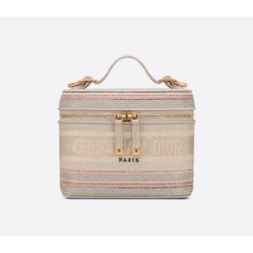 KLEINE DIORTRAVEL TOILETTAS Meerkleurig gestreept borduursel S5489C