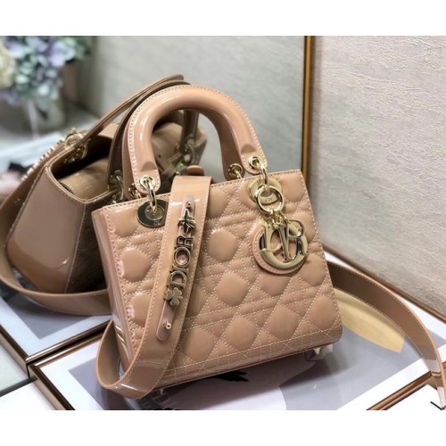 SMALL LADY DIOR BAG Beige lakleer van kalfsleer M0531 Beige