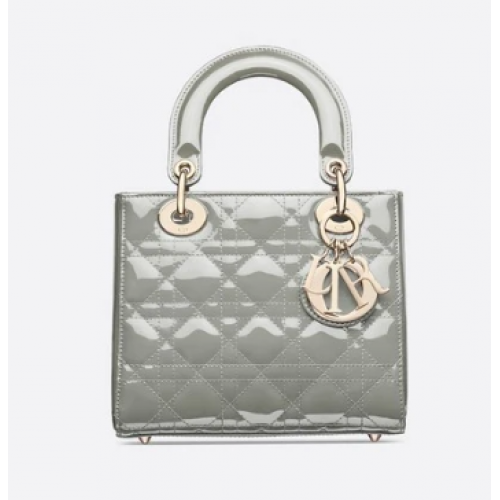 SMALL LADY DIOR BAG grijs lakleer kalfsleer M0531
