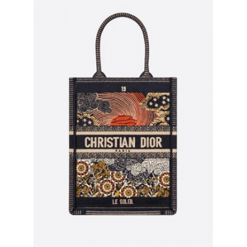 SUN VERTICAL DIOR BOOK TOTE TAROT GEBORDUURDE CANVAS TAS M1272Z-1