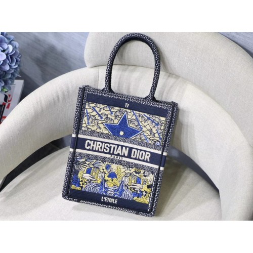SUN VERTICAL DIOR BOOK TOTE TAROT GEBORDUURDE CANVAS TAS M1272Z-2