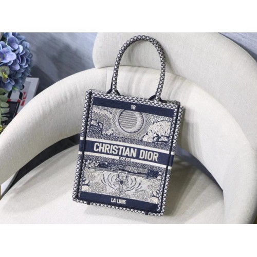 SUN VERTICAL DIOR BOOK TOTE TAROT GEBORDUURDE CANVAS TAS M1272Z-4