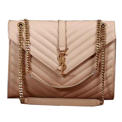 Saint Laurent Classic Monogram Cannage Pattern Flap Bag Y5480 Abrikoos