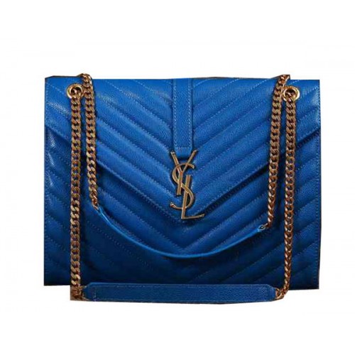 Saint Laurent Classic Monogramme Cannage Pattern Flap Bag Y5480 Blauw