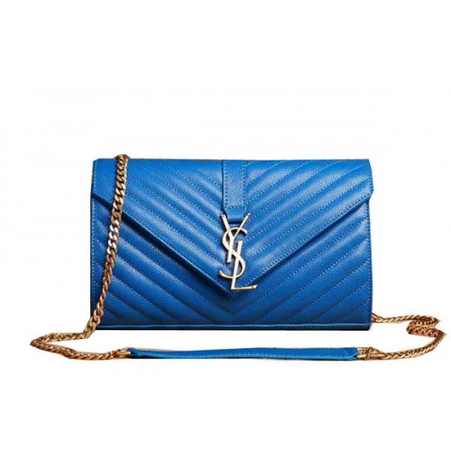 Saint Laurent Classic Monogram Cannage Pattern Flap Bag Y5482 Blauw