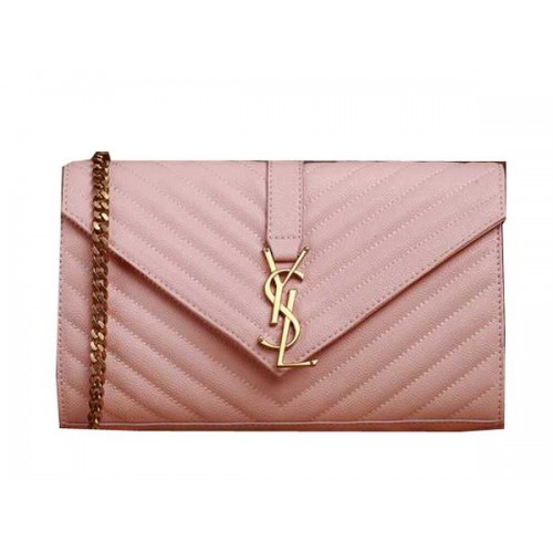 Saint Laurent Classic Monogram Cannage Pattern Flap Bag Y5482 Roze