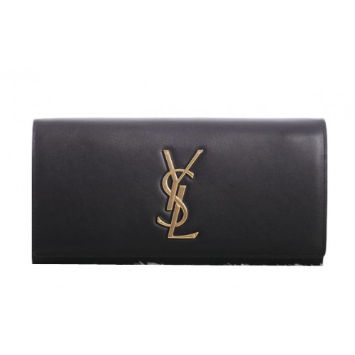 Saint Laurent Classic Monogramme Clutch Origineel Leer Y5486 Zwart