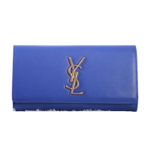 Saint Laurent Classic Monogramme Clutch Origineel Leer Y5486 Blauw