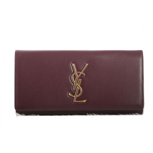 Saint Laurent Classic Monogramme Clutch Origineel Leer Y5486 Burgundy