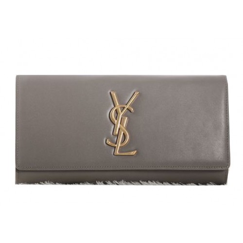 Saint Laurent klassieke monogram clutch origineel leer Y5486 kaki